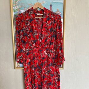 Red and Gold Floral Midi Dress from Bash Paris